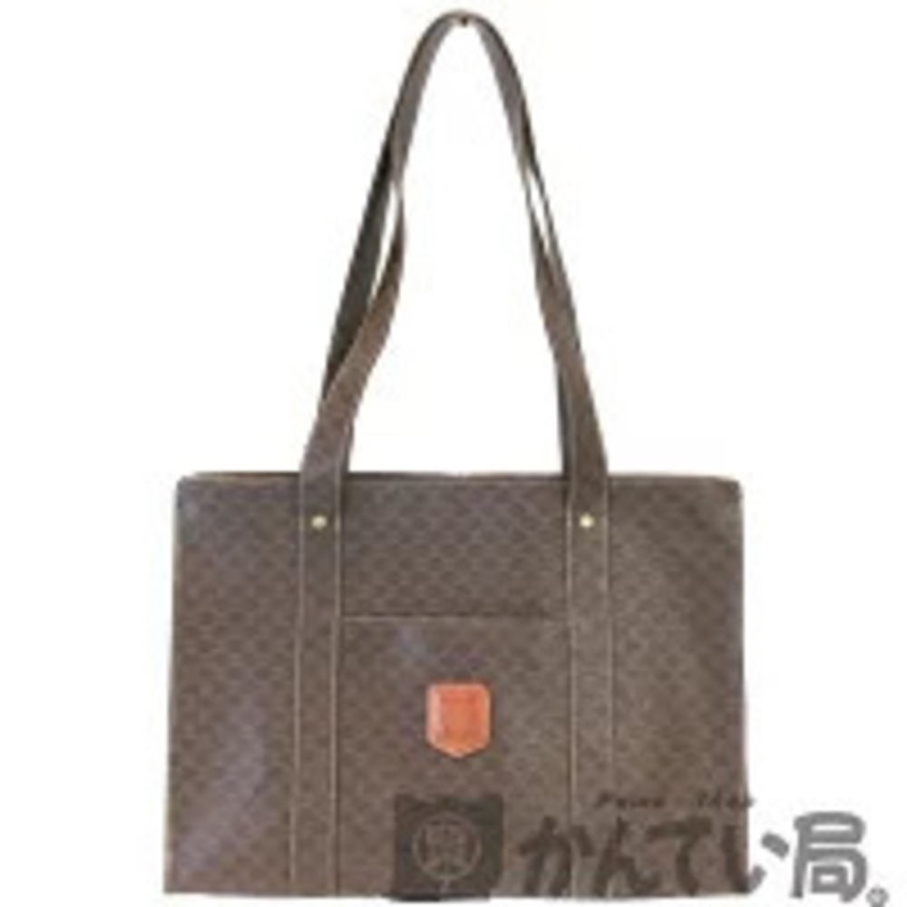 CELINE Macadam Tote Bag Shoulder Brown Dark Leather